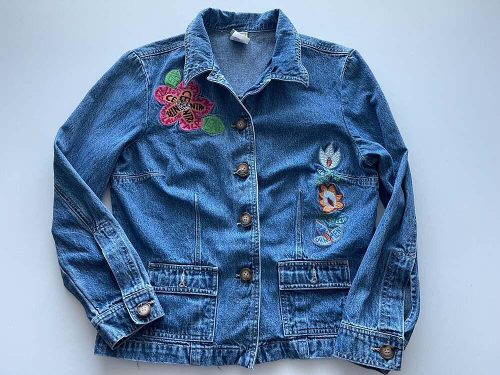 Pine Cove Vintage Embroidered Floral Denim Jacket Size 6